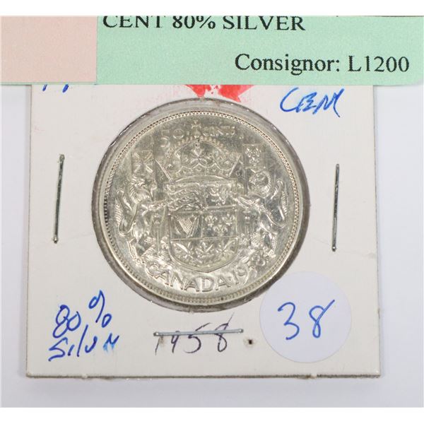 1958 50 CENT 80% SILVER