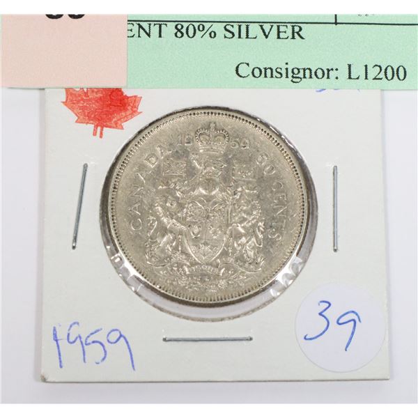 1959 50 CENT 80% SILVER