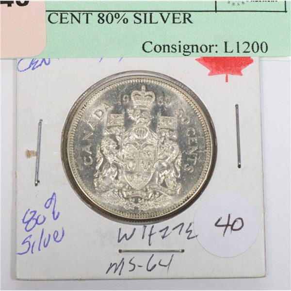 1960 50 CENT 80% SILVER