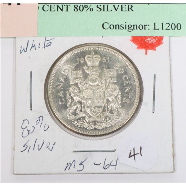 1961 50 CENT 80% SILVER