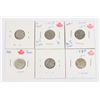 Image 1 : SIX DIMES 1939, 1940. 43,45,46 & 49 80% SILVER