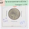 Image 1 : 1942 W.W. II 25 CENT 80 % SILVER