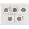 Image 1 : 5 SILVER QUARTERS 1940, 1941, 1942, 1943 & 1949