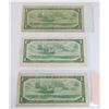 Image 2 : THREE 1954 CANADIAN ONE DOLLAR BANK NOTES