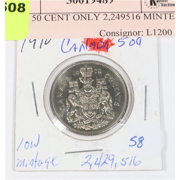 1970 50 CENT ONLY 2,249516 MINTED