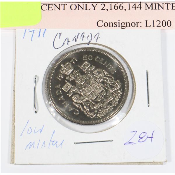 1971 50 CENT ONLY 2,166,144 MINTED MS-65