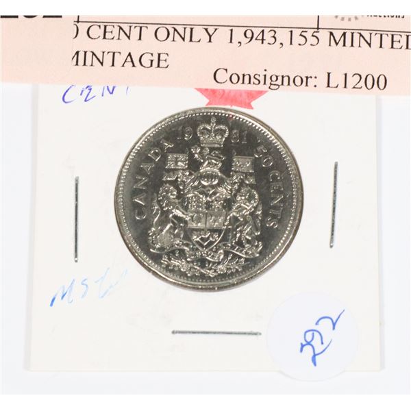 1981 50 CENT ONLY 1,943,155 MINTED LOW MINTAGE