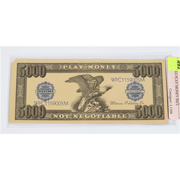 $5000 USA PLAY MONEY BILL