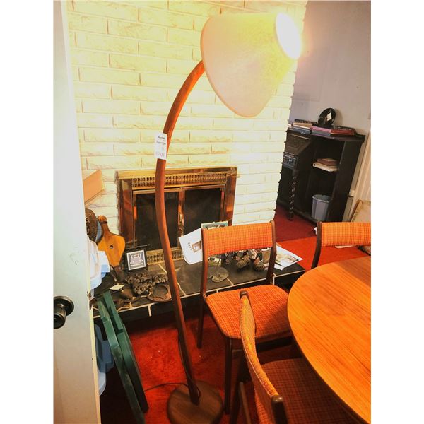 Vintage Teak Curved Floor Lamp Cat C