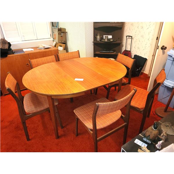 Mid Century Modern Swedish Teak Dining Table and Chairs Cat C