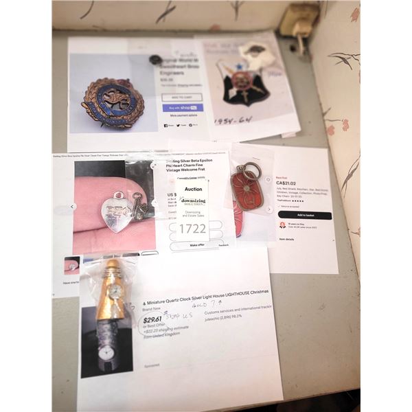 Vintage Metal Jewellry and Clock Cat A