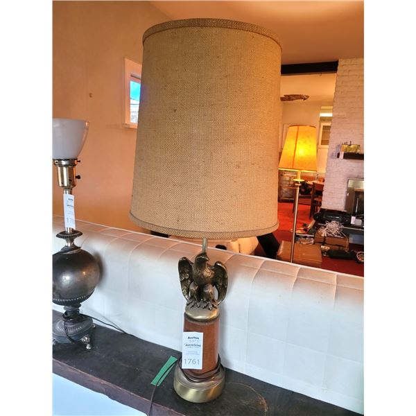 Vintage Metal and Wood Lamp Cat B