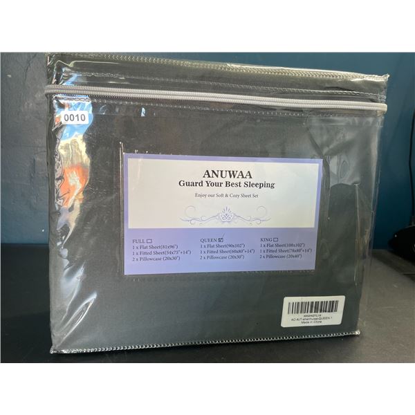 Lot of 1 Queen Size Bed Sheet Set - 4PCS - Dark Grey - Brand New