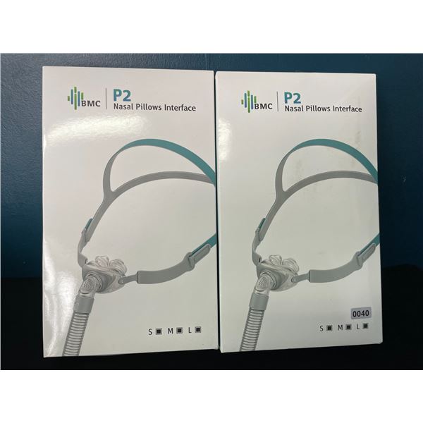 Lot of 2 P2 Nasal Pillow Interface Silicone Masks for CPAP/Sleep Apnea Machines - Brand New!