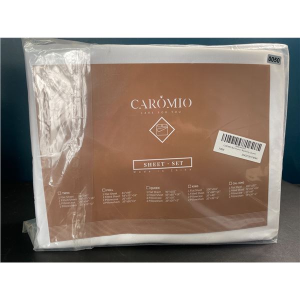 Lot of 1 Caromio Queen Size Bed Sheet Set - White - Brand New