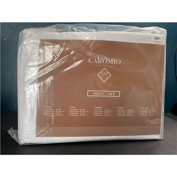 Lot of 1 Caromio Queen Size Bed Sheet Set - White - Brand New