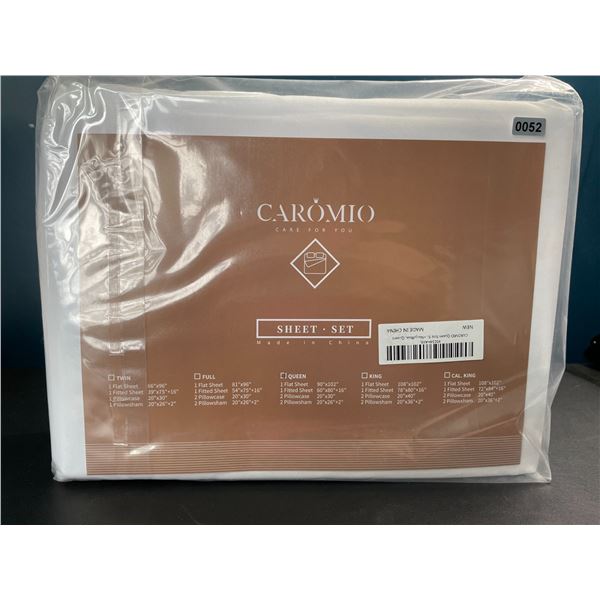 Lot of 1 Caromio Queen Size Bed Sheet Set - White - Brand New