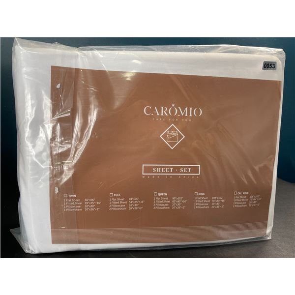 Lot of 1 Caromio Queen Size Bed Sheet Set - White - Brand New