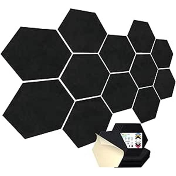 Lot of 1 Box of Acoustic Foam Wall Panels - 12 PCS - 12" x 10" x 0.4" - Hexagon Sound Proof Panels