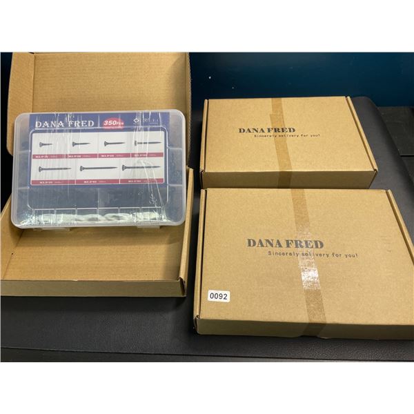 Lot of 3 Boxes of Dana Fred Assorted Philips Screw Sets - Brand New - 350PCS per box