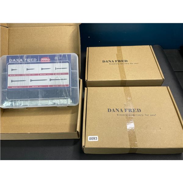 Lot of 3 Boxes of Dana Fred Assorted Philips Screw Sets - Brand New - 350PCS per box