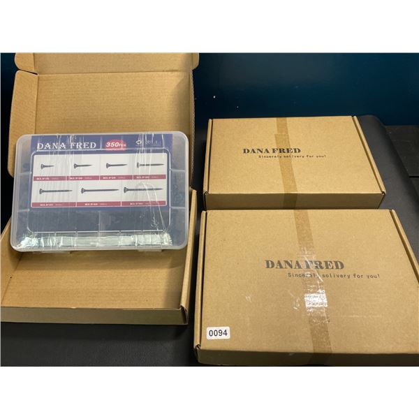 Lot of 3 Boxes of Dana Fred Assorted Philips Screw Sets - Brand New - 350PCS per box