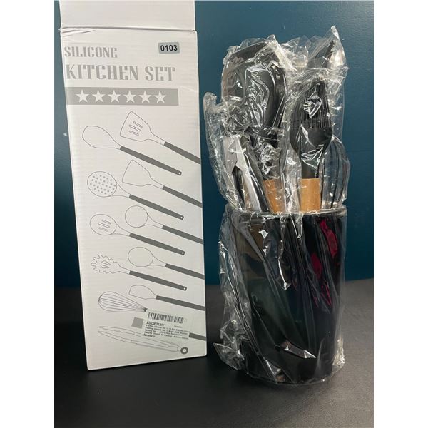 Lot of 1 Silicone Kitchen Cooking Utensil Set - Black Colour - Brand New! 11PCS