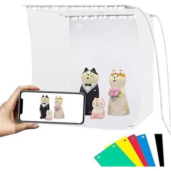 Lot of 2 Puluz LED Portable Photo Studio Light Boxes w/ 6 Color Backdrops - Brand New!