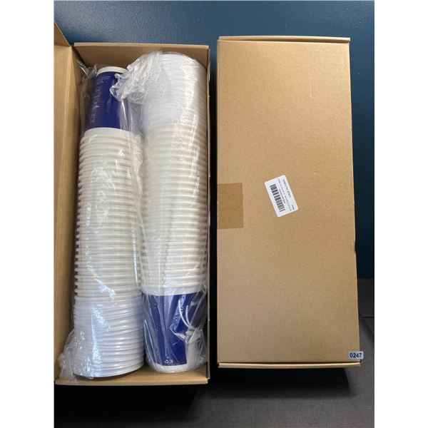 Lot of 2 Boxes of Disposable Coffee Cups w/ Lids - 50PCS Per Box