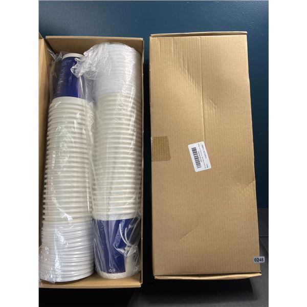 Lot of 2 Boxes of Disposable Coffee Cups w/ Lids - 50PCS Per Box