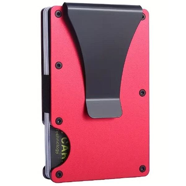 Lot of 3 Mens Slim Metal Minimalist-Style Wallets/Money Clips - Red
