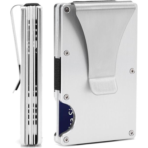Lot of 3 Mens Slim Metal Minimalist-Style Wallets/Money Clips - Silver