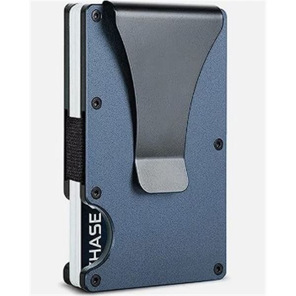 Lot of 3 Mens Slim Metal Minimalist-Style Wallets/Money Clips - Navy Blue