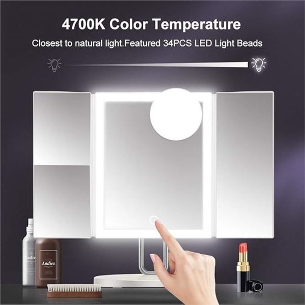Lot of 1 TouchBeauty LED TriFold Makeup Vanity Mirror w/ Magnification - 16in Size Brand New!