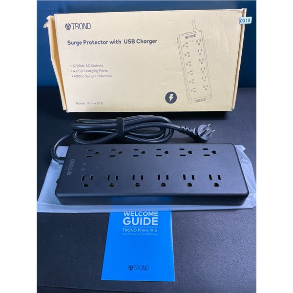 Lot of 1 Trond Prime Power Bar/Surge Protector with 12 Outlets & 4 USB Ports - Brand New!