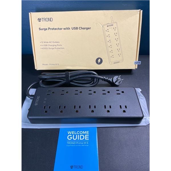 Lot of 1 Trond Prime Power Bar/Surge Protector with 12 Outlets & 4 USB Ports - Brand New!