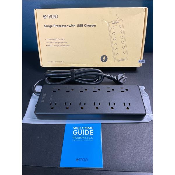 Lot of 1 Trond Prime Power Bar/Surge Protector with 12 Outlets & 4 USB Ports - Brand New!