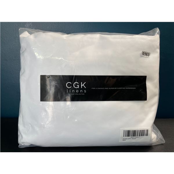 Lot of 1 CGK Linens 4PC Queen Size Bed Sheet Set - White
