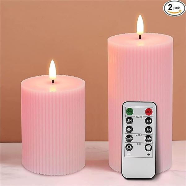 Lot of 2 Boxes of Girimax LED Glass Flameless Candles - Pink - 2 per box/4 Total