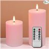 Image 1 : Lot of 2 Boxes of Girimax LED Glass Flameless Candles - Pink - 2 per box/4 Total
