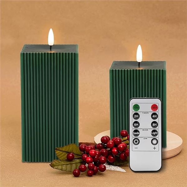 Lot of 2 Boxes of Girimax LED Glass Flameless Candles - Emerald Green - 2 per box/4 Total