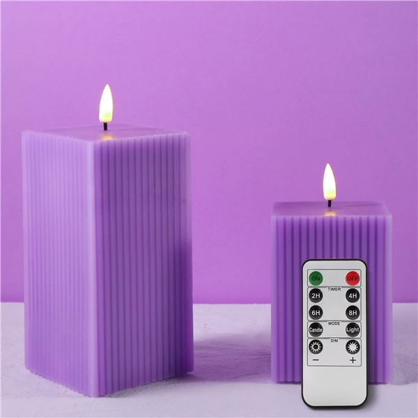 Lot of 2 Boxes of Girimax LED Glass Flameless Candles - Purple - 2 per box/4 Total