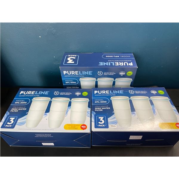 Lot of 3 Boxes of Pureline Water Pitcher Filters - 3pcs per box