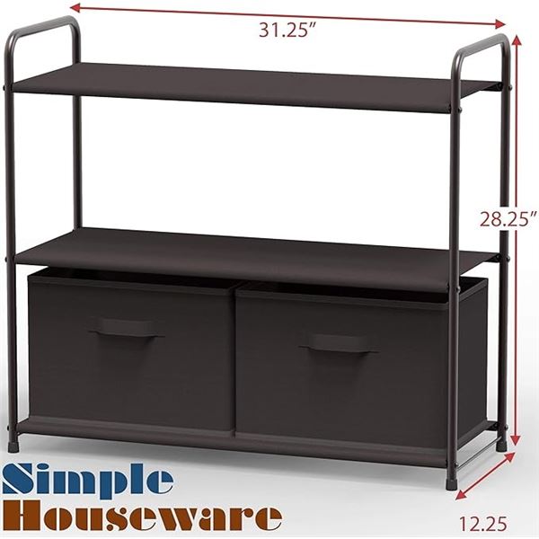 Lot of 1 Simple Houseware 3-Layer Closet Storage w/ 2 Drawers - Bronze - Brand New!