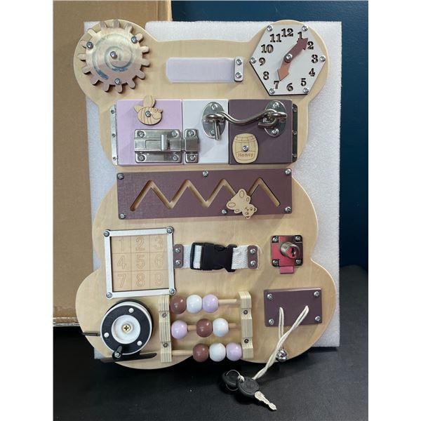 Lot of 1 Wooden Toddler "Busy Board"/Sensory Board - Large 12 in Size - Brand New!