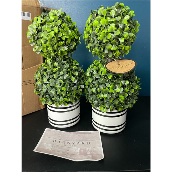 Lot of 1 Barnyard Designs Set of 2 Mini 12.5" Topiary "Realistic" Potted Plant Decorations