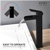 Image 1 : Lot of 1 Kenes Tall Single-Lever Waterfall Bathroom Sink Faucet - Black - Brand New!