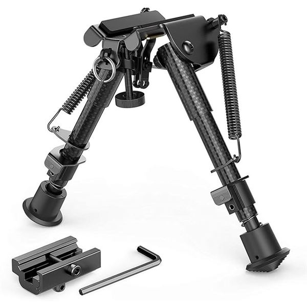 Lot of 1 Feyachi Carbon Fiber Tactical Rifle Bipod; 6"-9" Adjustable with Picatinny Adapter