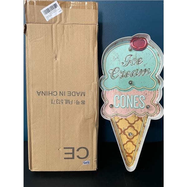 Lot of 1 Light-Up Classic Retro Style LED Ice Cream Sign - 16 inch Size - Brand New