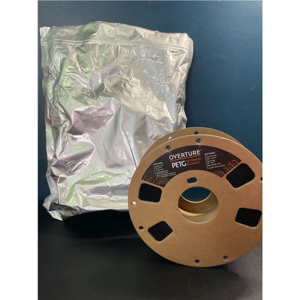Lot of 1 Roll of Overture 3D Printer Filament - PETG Filament - Black - Brand New!